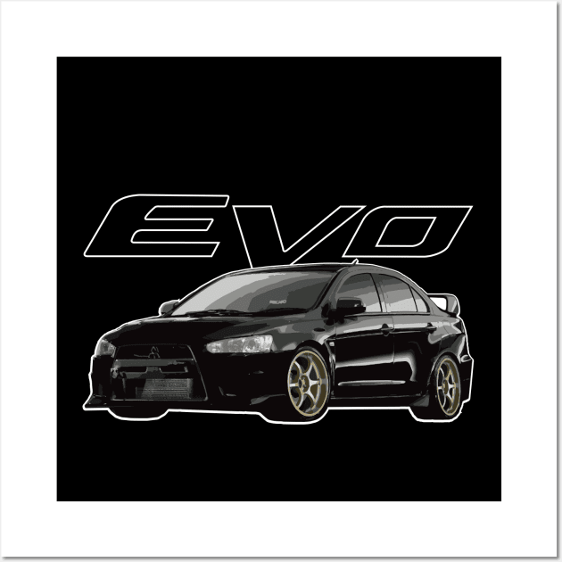 EVO X 10 Phantom Black JDM Advan STANCED Wall Art by cowtown_cowboy